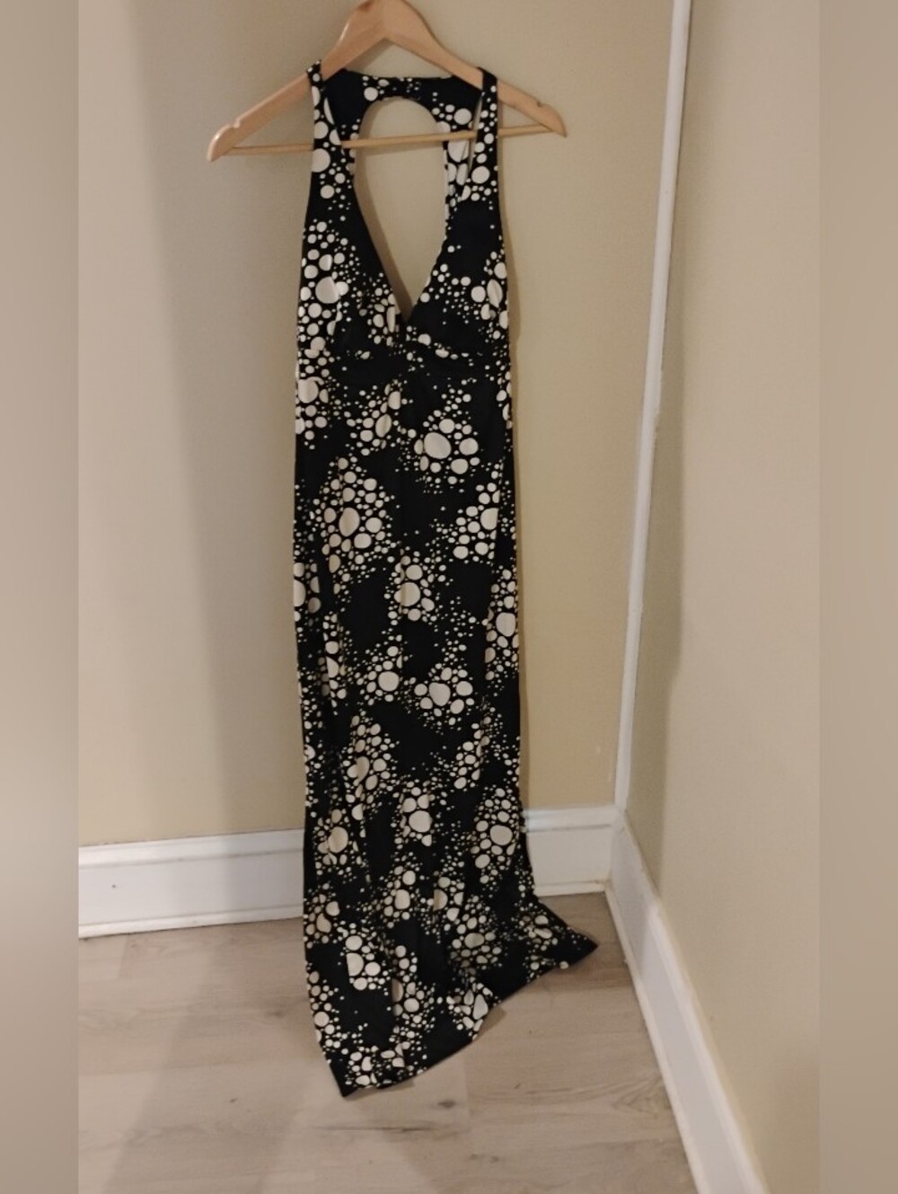 Vintage 1970s Catalina Print Black White Print Sleeveless Maxi Dress